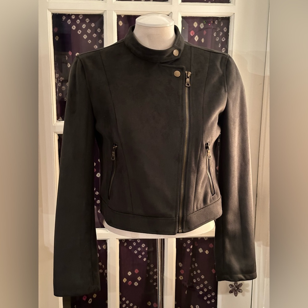 Banana Republic faux suede jacket in dark green